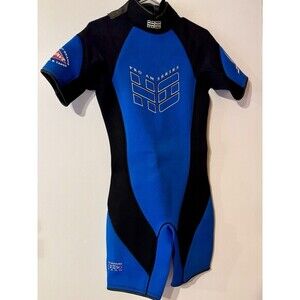 Heat Wave Pro Am Series Thermo Tech Wetsuit Blue Shorty Adult Size Medium Surf